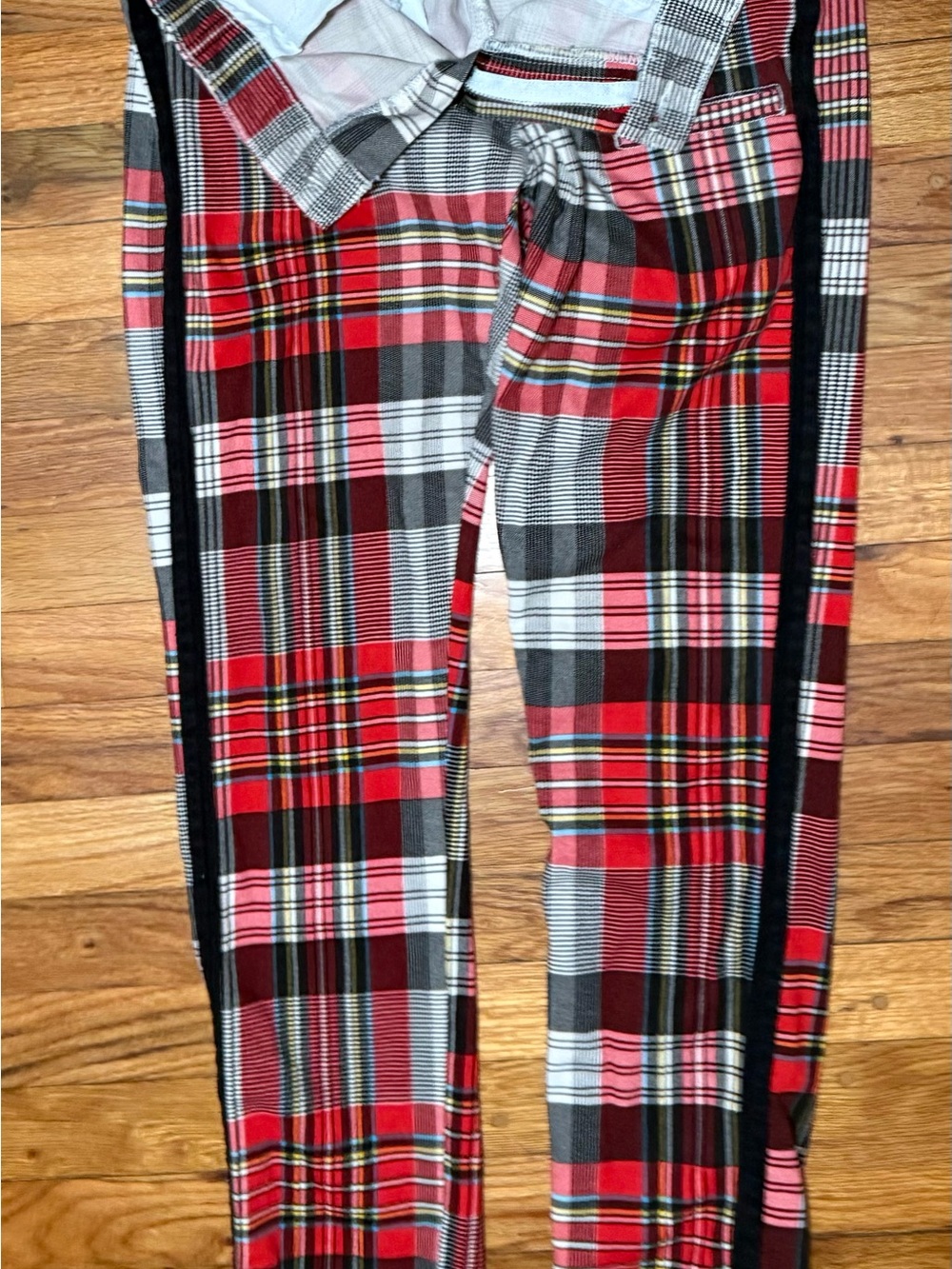 Decibel Slim Fit Stretch Plaid Men’s 34x32 Pants Red Black Gray - Picture 4 of 8